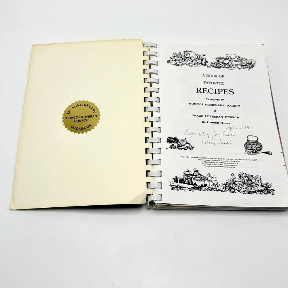 Burkburnett Texas Grace Lutheran Church Cookbook Local Recipes Vintage 90s 1995